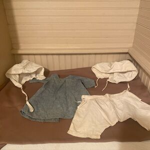 4 Antique/Vintage Handmade Baby Clothes Dress/Gown /bonnets/ Bottoms Almost 100